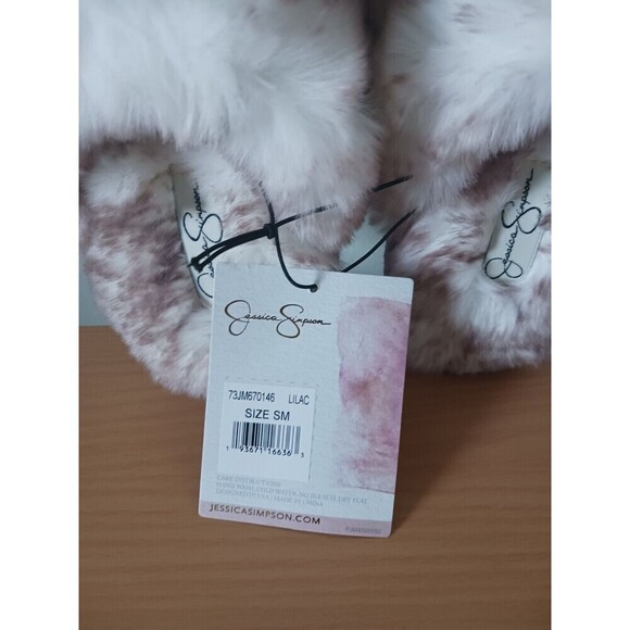 Jessica Simpson Faux Fur Slippers Lilac Memory Foam Comfy Size S (6-7) - Picture 3 of 6